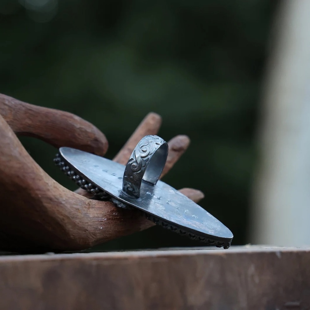 🦋Handmade Vintage STYLE Labradorite Statement Bohemian Ring🦋 - Picture 4 of 5